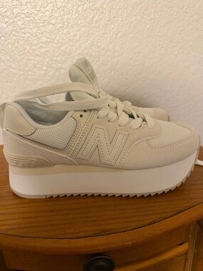 New Balance Women's Platform Sneakers in Light Cream
